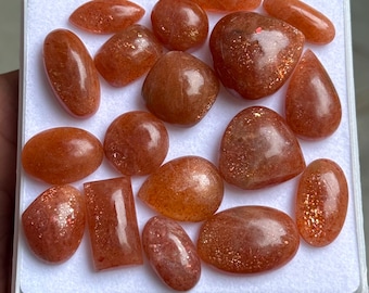 Natural Sunstone Cabochons: Mix Shape Flat Back Gemstones