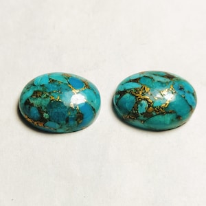 Blue Copper Turquoise Cabochon: AAA Oval Gemstone (14x10 MM)