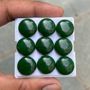 5 AAA Nephrite Jade Cabochons: Round Flat Back Gemstones