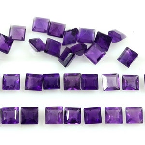 Natural Amethyst African Amethyst Square Faceted Gemstone Lot , Amethyst Fine Quality for Making jewelry