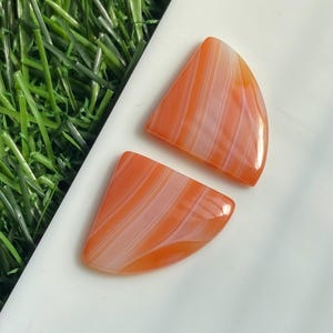 AAA+ White-Brown Onyx Cabochon Pair: Flat Back Gemstone (21.5x16.5mm)