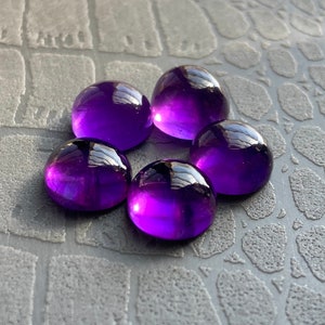 AAA+ Natural Amethyst Cabochon: Round Flat Back Gemstone