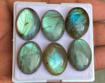 Natural Multi Labradorite Oval Cabochon: AAA+ Calibrated Gemstone