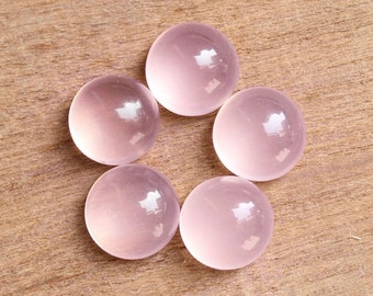 10 AAA+ Rose Quartz Cabochons: Round Flat Back Gemstones