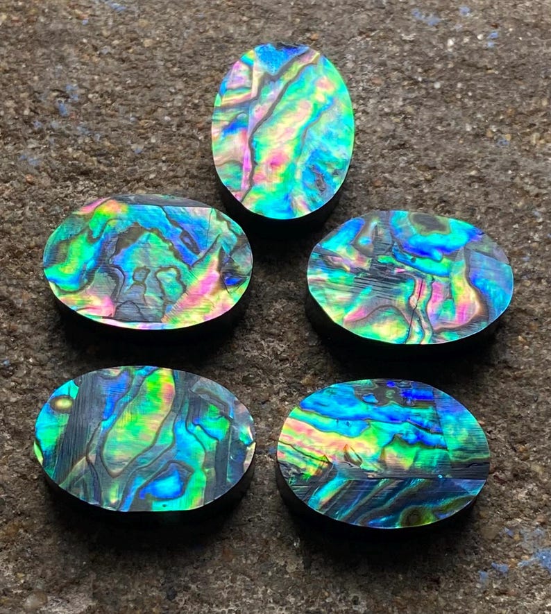 Natural Abalone Shell Cabochon: Oval Flat Back Gemstone (AAA+ Quality ...
