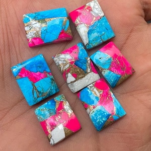 5 Cotton Candy Turquoise Cabochons: Rectangle Flat Back Gemstones