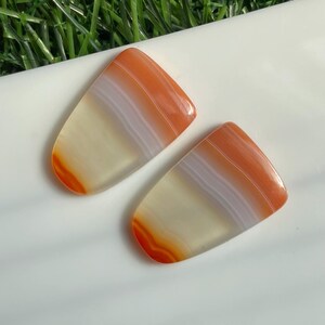 AAA+ White-Brown Onyx Cabochon Pair: Flat Back Gemstone (23x15mm)