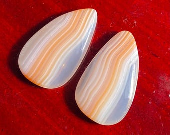 AAA+ Weiß-Braunes Onyx Paar : Tropfen Cabochon Edelsteine (25 x 15 mm)
