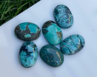 Naturlig tibetansk turkos cabochon: Oval platt ädelsten
