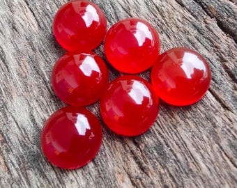 5 Stück AAA Rot Onyx Cabochons: Runde flache Rückseite Edelsteine