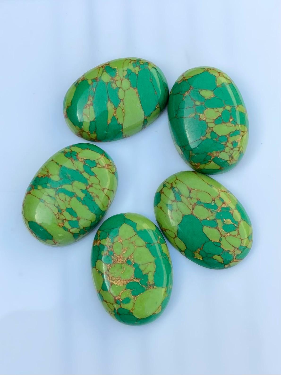 Green Mojave Turquoise Cabochon: Oval Flat Back AAA Gemstone - Etsy