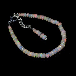 Pulsera de ópalo etíope natural AAA+, pulsera de cuentas de ópalo facetado, pulsera de ópalo, pulsera de ópalo natural, pulsera de cuentas de ópalo, regalo para ella