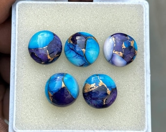 AAA+ Purple Violet Candy Copper Turquoise Cabochon: Round Flat Back Gemstone