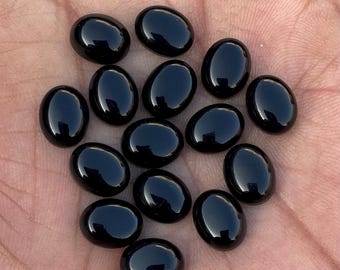 AAA+ Black Onyx Cabochon: Oval Flat Back Gemstone (All mm Sizes)