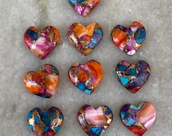 Pink Oyster Turquoise Heart Cabochon: AAA Gemstone for Jewelry Making