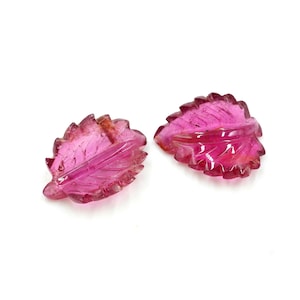 Hand Carved Pink Tourmaline Leaf Pair: Gemstone Earrings (9.70 Crt.)