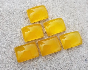 Cabochon di calcedonio mango AAA+: pietra preziosa gialla naturale, forma rettangolare