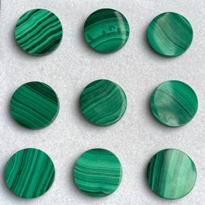 10Pcs Lot Natural Malachite Coin Shape Cabochon Flat AAA+ Quality Calibrated Wholesale Gemstones, All MM Sizes Available.