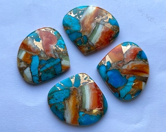 Oyster Turquoise Heart Cabochon: AAA Gemstone for Jewelry Making