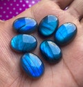 AAA+ Labradorite Cabochon: Natural Blue Oval Gemstone product logo