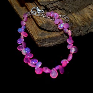 Pink Opal Teardrop Bracelet, Faceted Cut Opal Beaded Bracelet, Opal Bracelet, Natural Opal Bracelet, Almond Opal Bracelet, Gift For Her