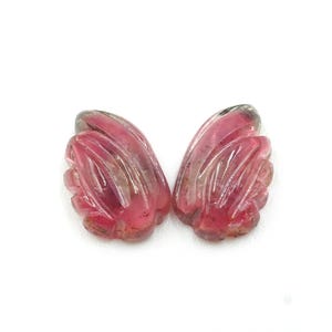 Hand Carved Pink Tourmaline Leaf Pair: Gemstone Earring Making