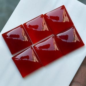AAA+ Red Onyx Square Cabochon: Calibrated Flat Back Gemstone