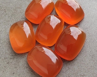 5 AAA Carnelian Cabochons: Orange Cushion Gemstones