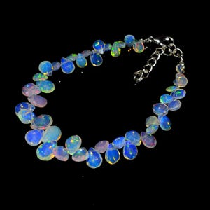 Ethiopian Opal Teardrop Bracelet, Faceted Cut Opal Beaded Bracelet, Opal Bracelet, Natural Opal Bracelet, Almond Opal Bracelet, Gift For Her
