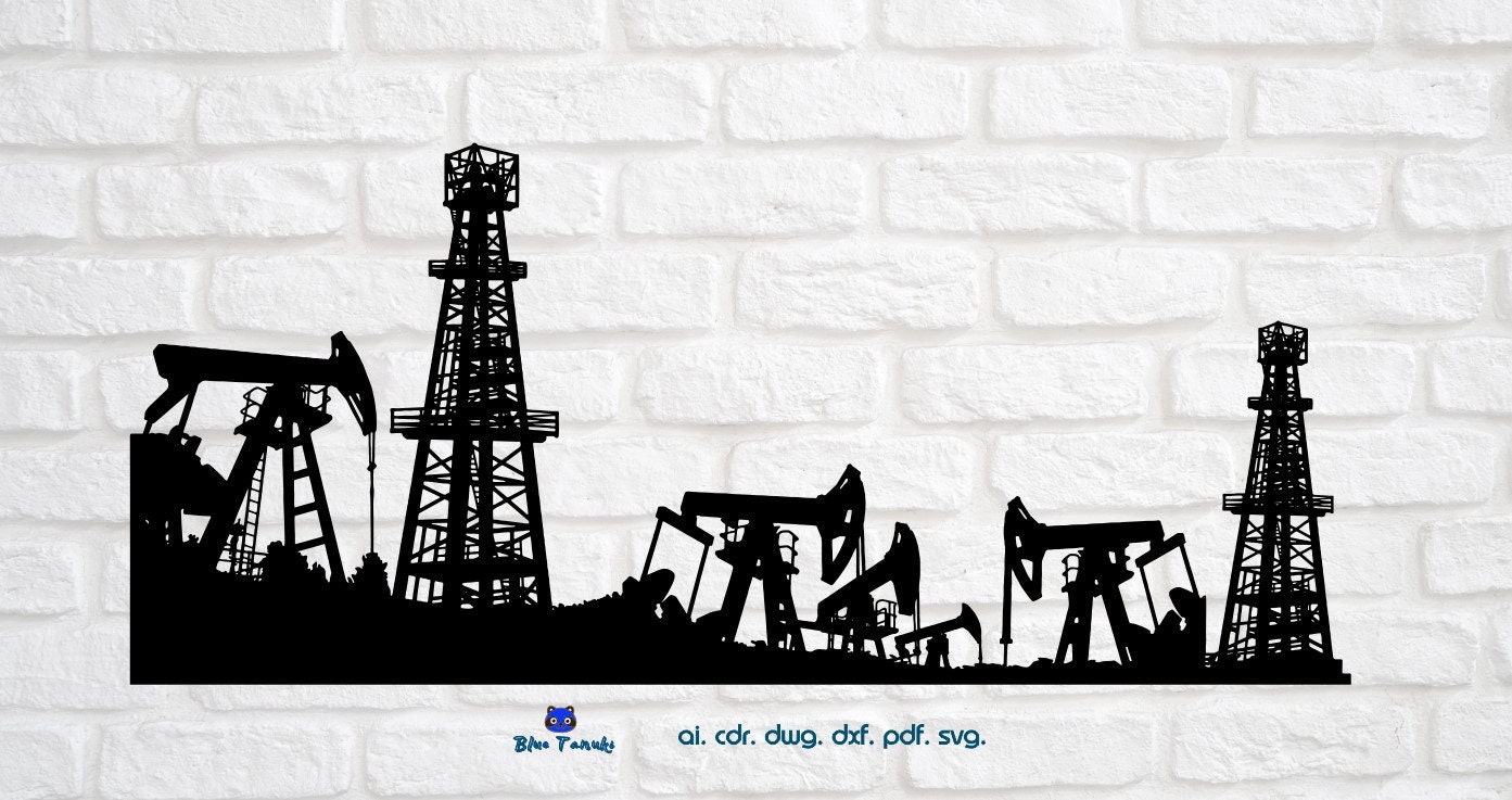 Oil Field Scene, Oil Derrick Svg, Oil Rig Svg, Oil Pump Svg, Clipart