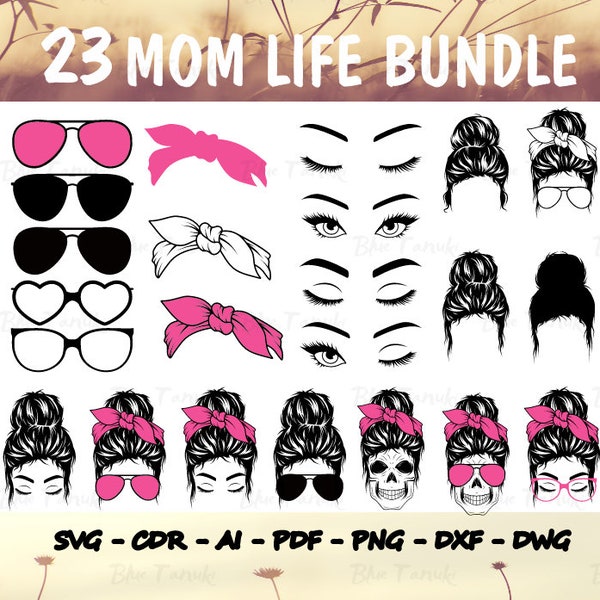 Momlife Png Svg, Messy Bun Hair svg png, Layered Mom Skull Svg Png, Mom Life Kid Life, digital download - Printable, Cricut & Silhouette