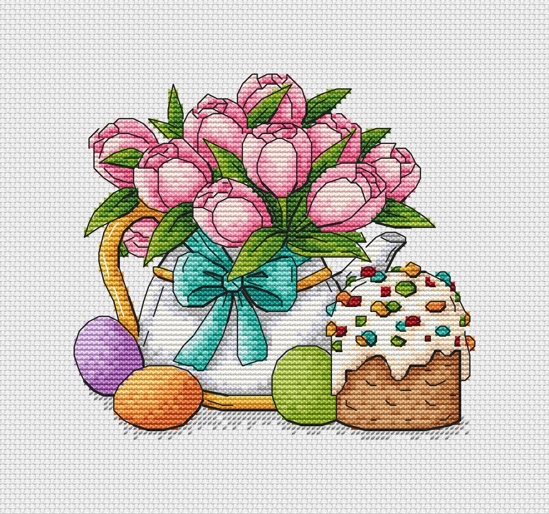 Happy Easter PDF Cross Stitch Pattern - Easter Tulips Counted Cross ...