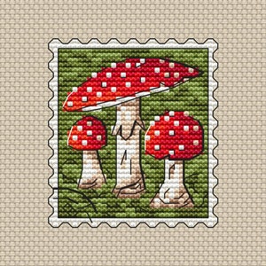 Fly Agaric Cross Stitch Beginner Kit. Mushrooms Starter Kit for