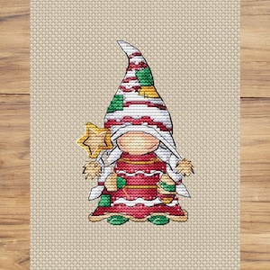 Christmas Gnome Santa PDF cross stitch pattern - Gnome cross stitch - Gnome embroidery counted pdf pattern - Gnome Download chart