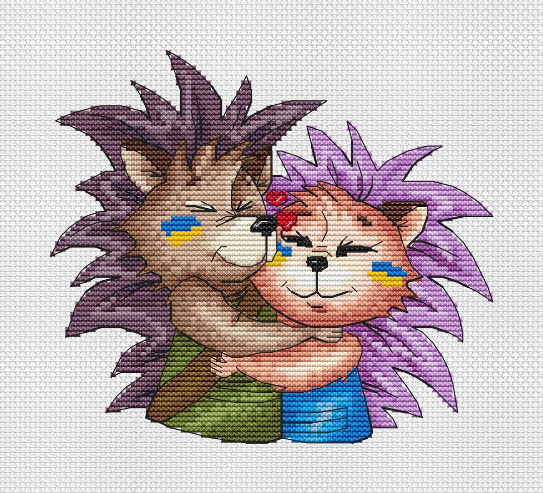 Ukrainian Hedgehogs in Love PDF Cross Stitch Pattern Animal Couple