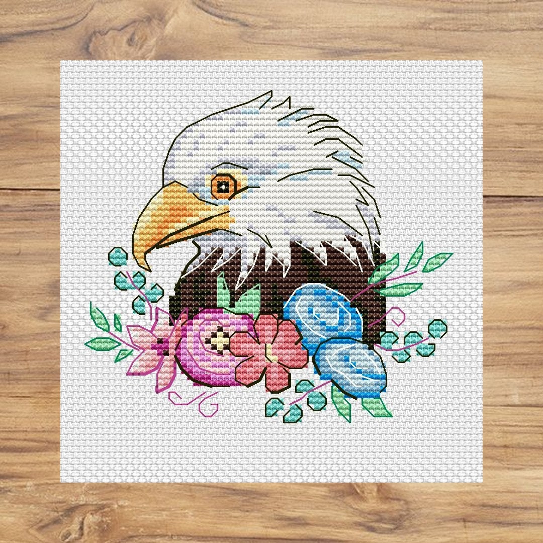 Cute Eagle PDF Cross Stitch Pattern Little Eagle Counted Cross Stitch