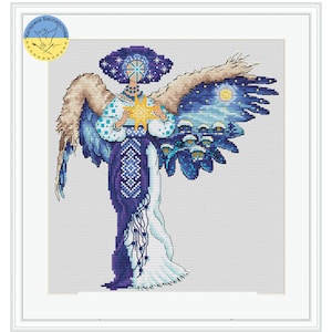 Ukrainian Motanka PDF Cross Stitch Pattern - Christmas Angel counted chart - Slavic woman embroidery - Folk style xstitch - Winter Angel
