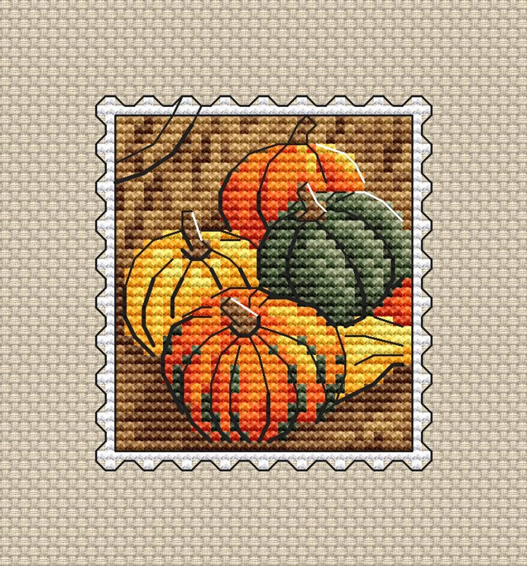 Autumn Harvest PDF Cross Stitch Pattern - Three Pumpkins X-stitch ...