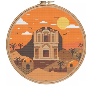 city of Petra - Jordan - Landscape - PDF pattern - cross stitch