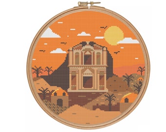 city of Petra - Jordan - Landscape - PDF pattern - cross stitch