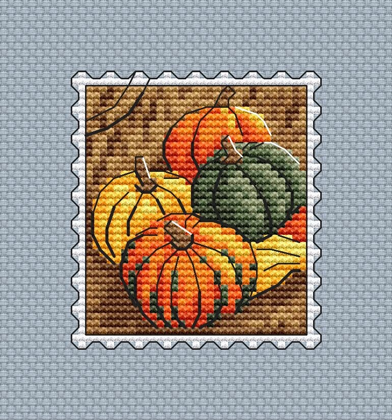Autumn Harvest PDF Cross Stitch Pattern - Three Pumpkins X-stitch ...