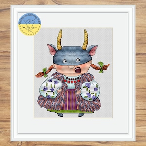 フォークガールが歌うキャロル・オブ・ザ・ベルのクロスステッチ - 面白いウクライナ女性の数えチャート - ウクライナのフォークスタイルの刺繍 pdf - 女性チャート