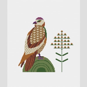 Bunte Falken PDF Kreuzstichmuster - Niedliche Geometrische Vogel gezählt Kreuzstichvorlage - Moderne Embroidery pdf chart - Adler Falke chart