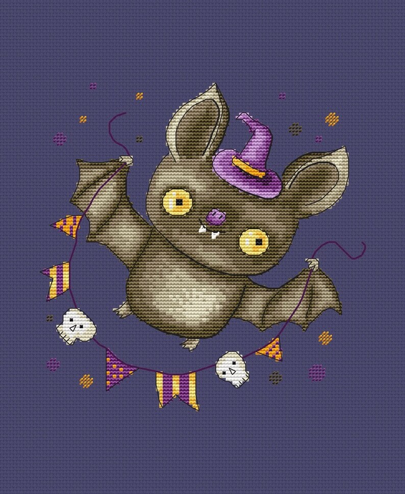Cute Little Bat PDF Cross Stitch Pattern - Halloween Counted Pdf Chart ...