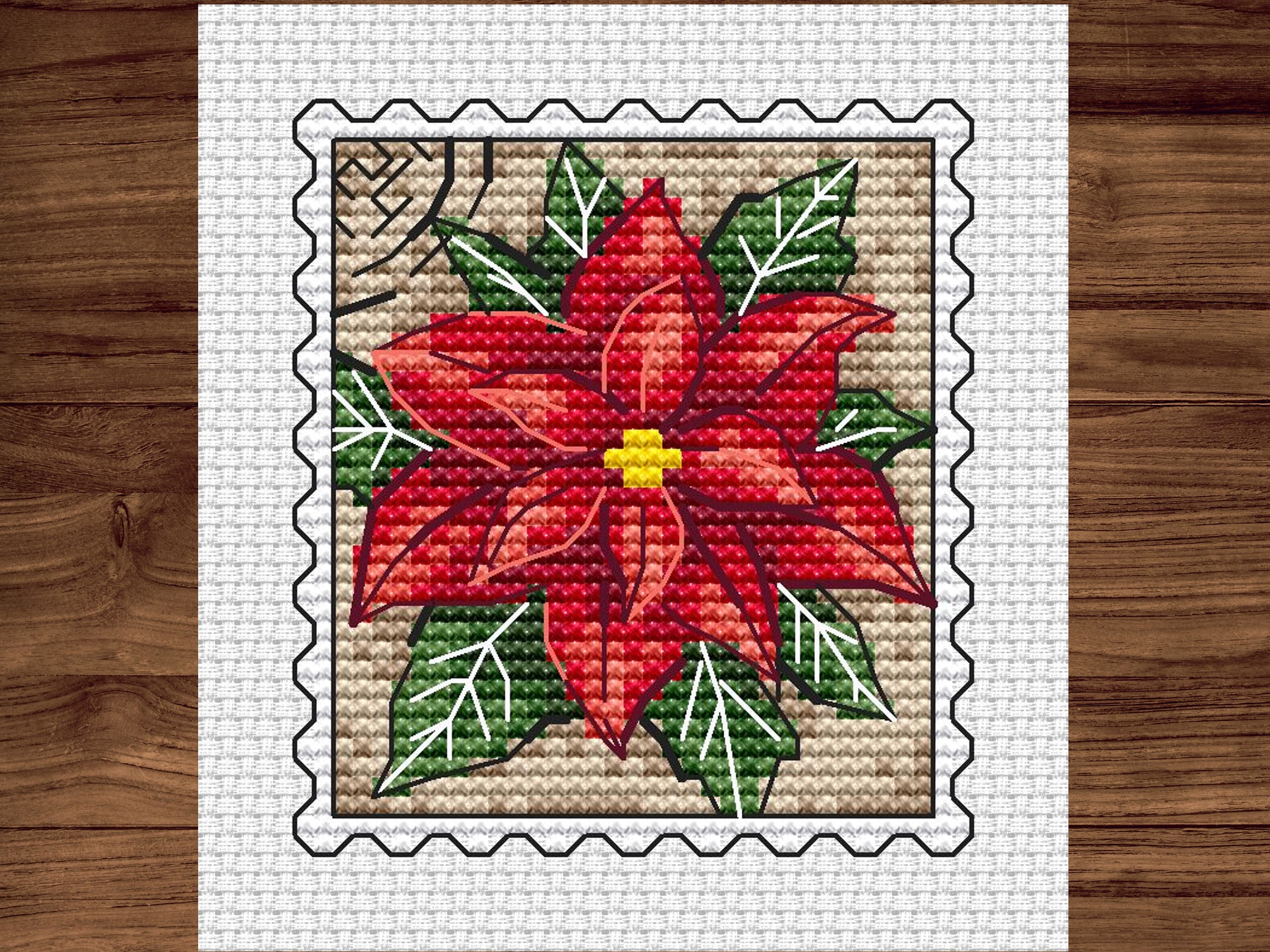 Poinsettia cross stitch pattern - Etsy 日本