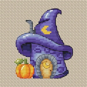Sorcerers hut PDF cross stitch pattern - Wizard school embroidery - Happy Halloween counted pdf chart - Creepy cross stitch chart