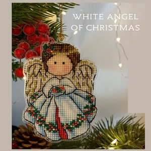 Kerst Witte Engel PDF kruissteekpatroon engel - Angel Girl telkaart - Baby Girl engel klein patroon - patroon voor Plastic canvas