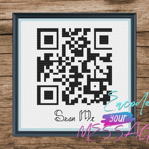 Patrón de punto de cruz personalizado Patrón de punto de cruz PDF - Diseño de código QR personalizado - Genial regalo geek hecho a mano - Regalo único hecho a mano