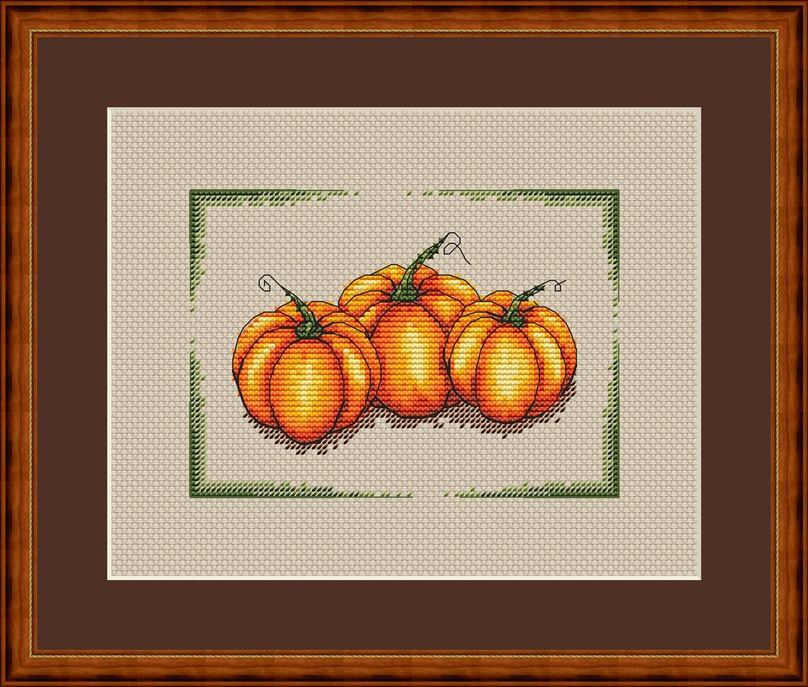 Autumn Harvest PDF Cross Stitch Pattern - Three Pumpkins X-stitch ...