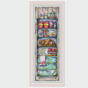 Old buffet PDF Cross Stitch Pattern - Kitchen Needlepoint Pattern - Cozy kitchen cross stitch chart